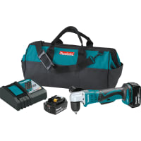 Makita Angle Drill, 3/8", Keyless, Kit, Lithium-Ion, 18V, 3.0Ah, LXT Series