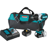 Makita Impact Wrench, 1/2", Kit, Brushless, Cordless, Lithium-Ion, 18V, 5.0Ah, LXT Series