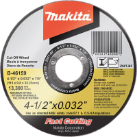 Makita Ultra Thin Cut-Off Wheel, Stainless, 4-1/2" x .032" x 7/8