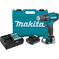 Makita Driver Drill, 3/8", Cordless, Kit, Lithium-Ion, 12V, 2.0Ah, CXT Series