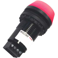 Mallory Sonalert 22mm ALRM SND+LED 20-28 Vdc; 85-95dB;CNT, SLW PLS, FST PLS, CHIRP;RED;Trmnl Blck