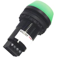 Mallory Sonalert 22mm Ind CNTrol SND/LED 20-28 Vac/dc; 85-95dB;CNT: GREEN;Trmnl Blck