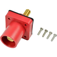 Marinco Cl Series Panel Mount Inlet (400A / 600V) 1.125" Threaded Stud Male - Red (C )