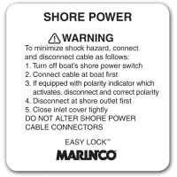 Marinco Inlet Warning Label, 50A For Oem Customers - Bulk