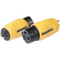 Marinco Straight Adapter, 15A Male Straight Blade To 50A 125/250V Female Locking