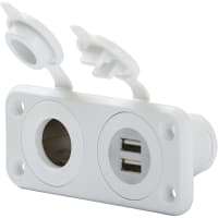 Marinco 12V Dual Usb & Receptacle White With Mounting Plate-Bulk