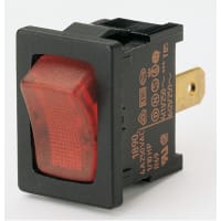 Marquardt Switches Illuminated Rocker Switch, SPST/ON-OFF, 6A, 24VDC, RedQC, 4.9, 1830 Series