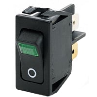 Marquardt Switches Rocker Switch, DPST/ON-OFF, 20A, 16A, Illum, 12V, Green, O Legend, 1550 Series