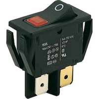 Marquardt Switches Rocker Switch, DPST/ON-OFF, 20A, 16A, Illum, Red, O Legend, 1550 Series