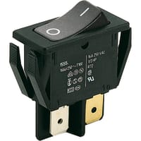 Marquardt Switches Rocker Switch, DPST/ON-OFF, Non-Illum, Blk, I/O Legend, 16A, QC, 1552 Series