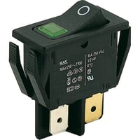 Marquardt Switches Rocker Switch, DPST/ON-OFF, 20A, 16A, Illum, 230V, Green, O Legend, 1550 Series