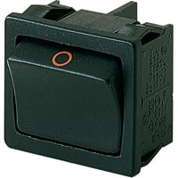 Marquardt Switches Switch, Rocker, DPST, ON-OFF, IP40, 15A, 125-250VAC, Non-Illum, Blk, Red O Legend, QC