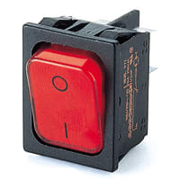 Marquardt Switches Rocker Switch, DPST/ON-OFF, 16A, Illuminated, 230V, Legend, Red, 1830 Series