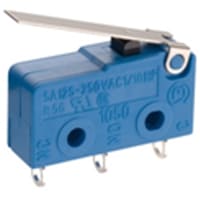 Marquardt Switches Switch, Snap-action, SPDT, mom, IP40, Straight Lever Actuator, 2A, 125-250VAC, Solder