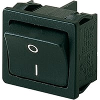 Marquardt Switches Rocker Switch, DPST/ON-OFF, 6A, Non-Illum, Black, White Legend, PCB, 1800 Series