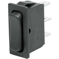 Marquardt Switches Rocker Switch, SPDT, Momentary, 6A, 125VAC, 4A, Non-Illum, Black, 1830 Series