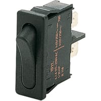 Marquardt Switches Switch, Rocker, SPST, ON-OFF, IP40, 6A, 125-250VAC, Non-Illuminated, Black