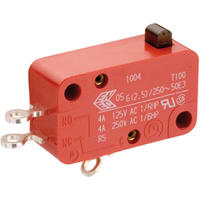 Marquardt Switches Switch, Snap-action, SPDT, momentary, Button Actuator, 10A, 125-250VAC, Solder