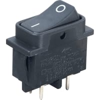 Marquardt Switches Switch, Rocker, DPST, ON-OFF, IP40, Non-Illum, Blk, I/O Legend, 16A, 125-250VAC, PCB