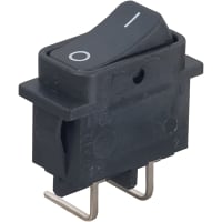 Marquardt Switches Rocker Switch, DPST/ON-OFF, Non-Illum, Blk, I/O Legend, 16A, 250VAC, Right PCB