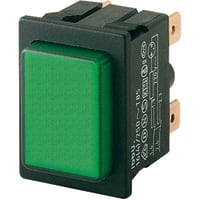 Marquardt Switches Pushbutton Switch, Illuminated, DPST/ON-OFF, 16A, 230V, Green, QC, 1660 Series