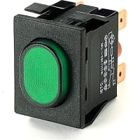 Marquardt Switches Switch, Pushbutton, DPST, ON-OFF, IP54, 16A, 250VAC, Illum, 115/230V, Green, QC