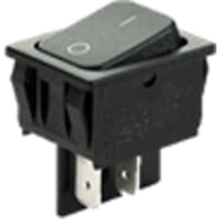 Marquardt Switches Switch, Rocker, SPST, ON-OFF, IP40, 15A, 125-250VAC, Non-Illum, Blk, I/O Legend, Solder