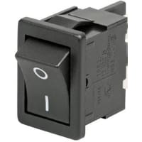 Marquardt Switches Rocker Switch, DPST, ON-OFF, 15A, Non-Illum, Black, Legend, PCB, 1800 Series