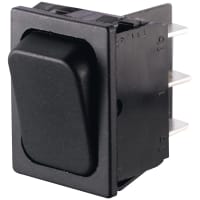 Marquardt Switches Rocker Switch, DPDT, Momentary, 6A, 4A, Non-Illum, Black, 1830 Series