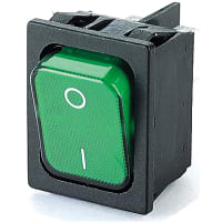 Marquardt Switches Rocker Switch, DPST/ON-OFF, 6A, Illuminated, 230V, Legend, Green, 1830 Series