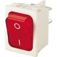 Marquardt Switches Illumin Rocker Switch, DPST/ON-OFF, 16A, 230V, Red, White Housing, 1830 Series