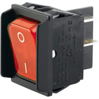 Marquardt Switches Illumin Rocker Switch, DPST/ON-OFF, 16A, 230V, Red, Raised Flange, 1830 Series