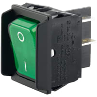 Marquardt Switches Illumin Rocker Switch, DPST/ON-OFF, 16A, 230V, Green, Raised Flange, 1830 Series