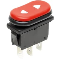 Marquardt Switches Rocker Switch, SPDT, ON-OFF-ON, 16A, Non-Illum, Red, Arrow Legend, 1830 Series