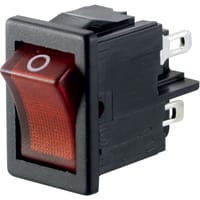 Marquardt Switches Rocker Switch, DPST/ON-OFF, 4A, Illuminated, 230V, Red, O Legend, 1830 Series