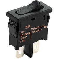 Marquardt Switches Switch, Rocker, SPST, ON-OFF, IP40, 30mA, 12VDC, Non-Illuminated, Black, QC, 4.8