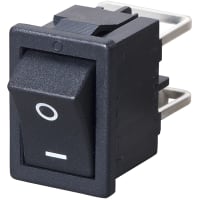 Marquardt Switches Switch, Rocker, DPST, ON-OFF, IP40, 12A, 125-250VAC, Non-Illuminated, Blk, Right