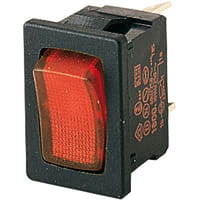 Marquardt Switches Switch, Rocker, SPNC, IP40, 6A, 125VAC, 4A, 250VAC, Non-Illuminated, Red, QC