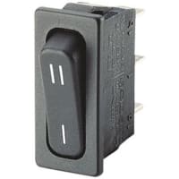 Marquardt Switches Switch, Rocker, SPDT, IP40, 6A, 125-250VAC, Non-Illuminated, Black, =/I Legend, QC, 6.3