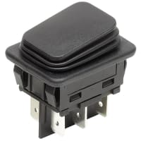 Marquardt Switches Switch, Rocker, DPDT, IP40, 12A, 125-250VAC, Non-Illuminated, Black, QC, 6.3