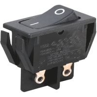 Marquardt Switches Switch, Rocker, DPST, ON-OFF, IP40, Non-Illum, Blk, I/O Legend, 16A, 125-250VAC, Solder