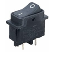 Marquardt Switches Switch, Rocker, DPST, ON-OFF, IP40, Non-Illum, Blk, I/O Legend, 16A 125-250VAC, Left PCB