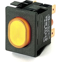 Marquardt Switches Switch, Pushbutton, DPST, ON-OFF, IP54, 16A, 250VAC, Illum, 230V, Orange