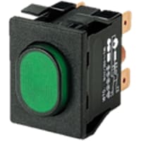 Marquardt Switches Switch, Pushbutton, DPST, ON-OFF, IP54, 16A, 250VAC, Illum, 230V, Green, QC