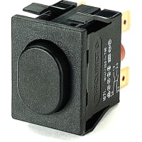 Marquardt Switches Switch, Pushbutton, DPST, IP54, ON-OFF, 16A, 250VAC, Non-Illum, Black, White Housing, QC