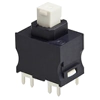 Marquardt Switches Switch, Pushbutton, SPST, ON-OFF, IP40, 12A, 125-250VAC, Resting Pin, PCB, Vertical