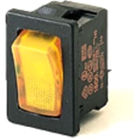 Marquardt Switches Switch, Rocker, SPST, ON-OFF, IP40, 6A, 250VAC, 1/2HP, Illum, 230V, Orange