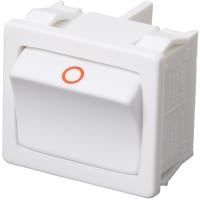 Marquardt Switches Switch, Rocker, DPST, ON-OFF, 6A, 125-250VAC, Non-Illum, White, Red O Legend, QC