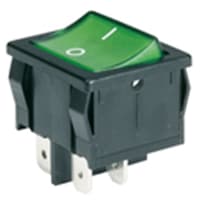 Marquardt Switches Switch, Rocker, DPST, ON-OFF, IP40, 6A, 250VAC, 1/2HP, Illum, 230V, I/O Legend, Red, Solder