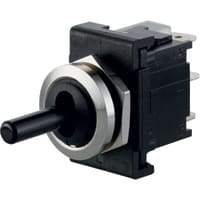 Marquardt Switches Switch, Toggle, SPDT, (ON)-OFF-(ON), IP40, 6A, 250VAC, Non-Illuminated, Black